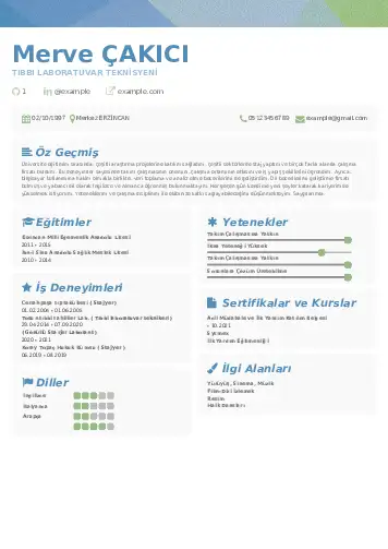 Laboratuvar Teknisyeni Cv Örnekleri cv indir